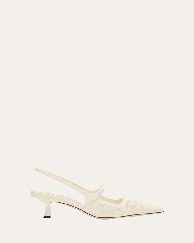 Didi 45 Leather Embroidered Slingback Pumps